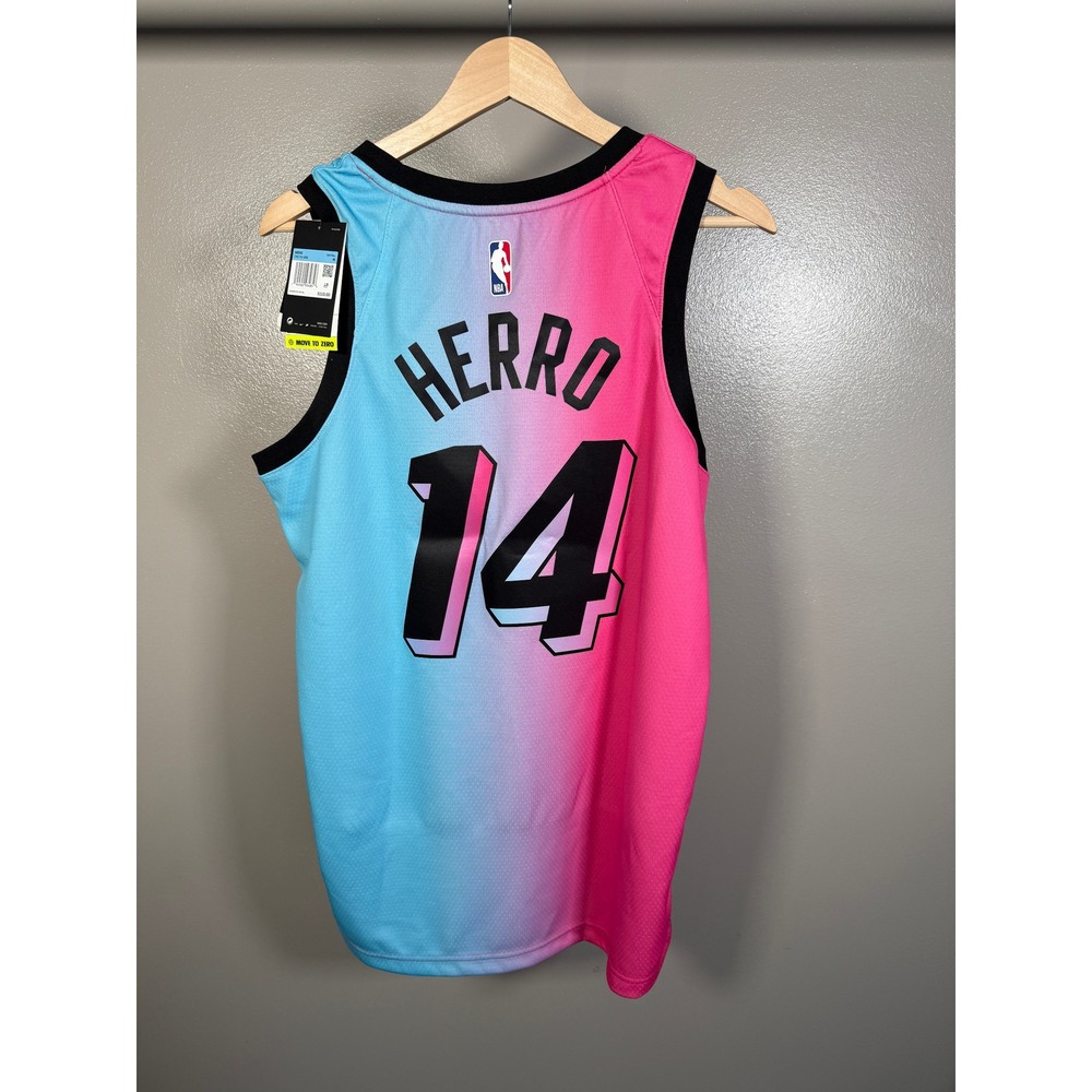 Nike Miami Heat Tyler Herro 14 Vice City Jersey Pink Blue CN1741-690 Mens M - Picture 2 of 12